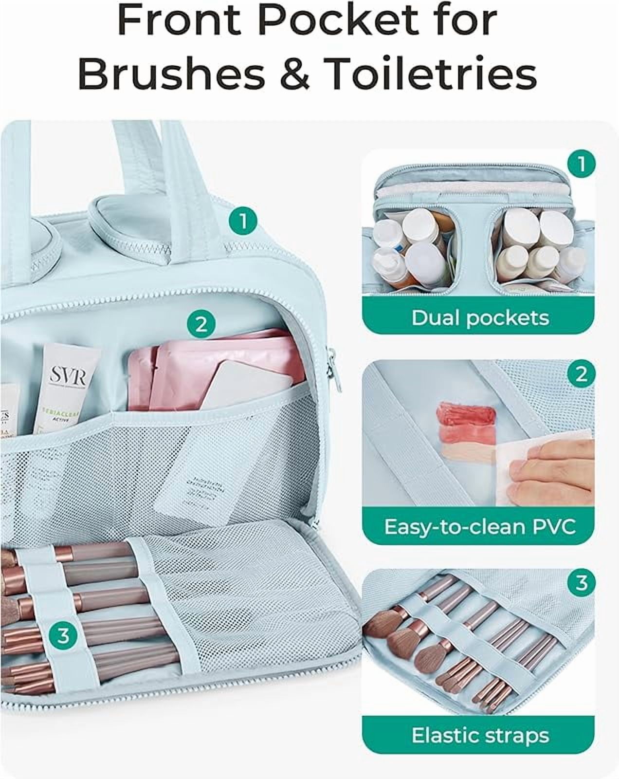 Travel Toiletry Bag, Lightweight Large Wide-open Travel Bag for Women, Puffy Cosmetic Makeup Bag Organizer with Handle for Accessories,Essentials, Toiletries