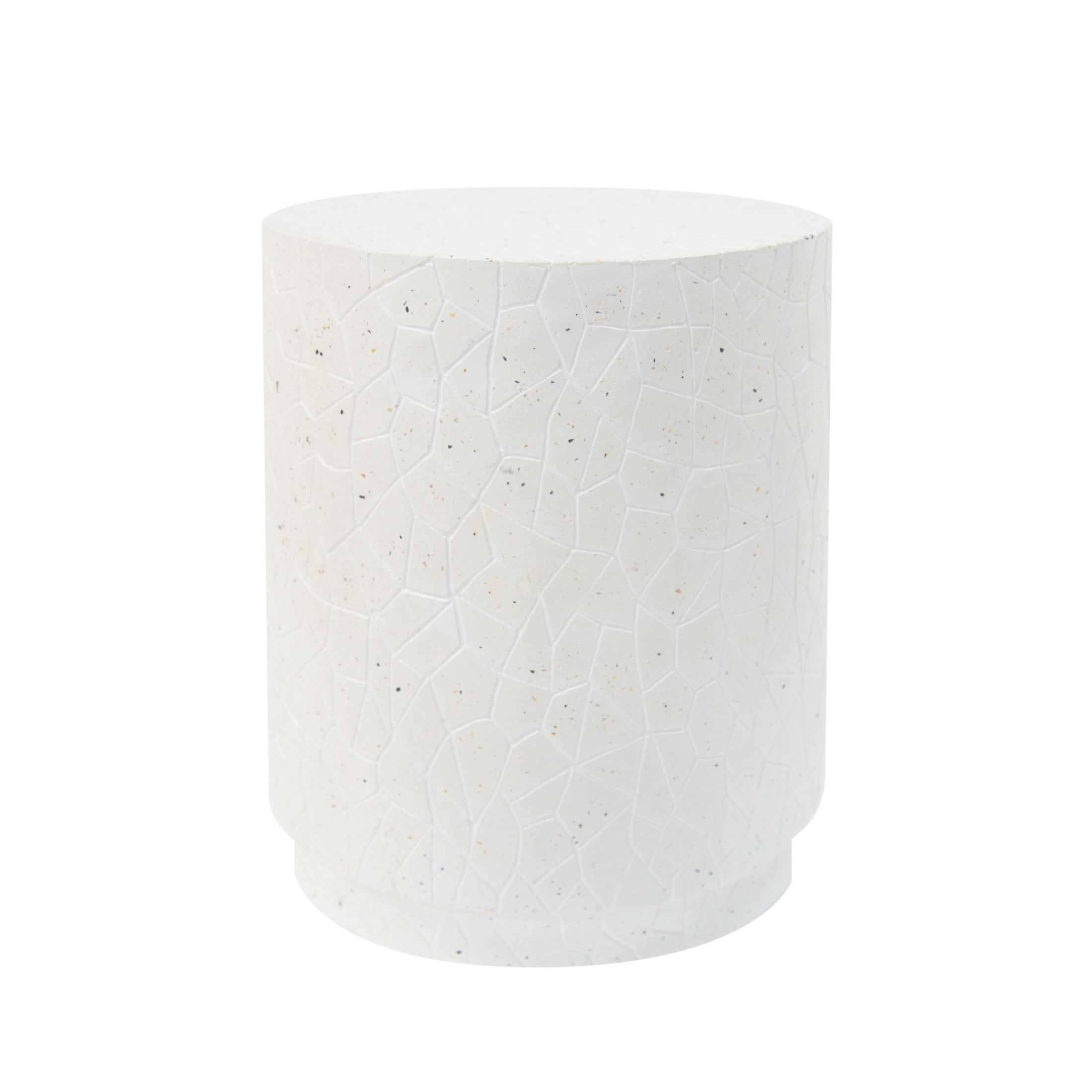 Morien Outdoor Patio Round Accent Table, Concrete, Terrazzo White