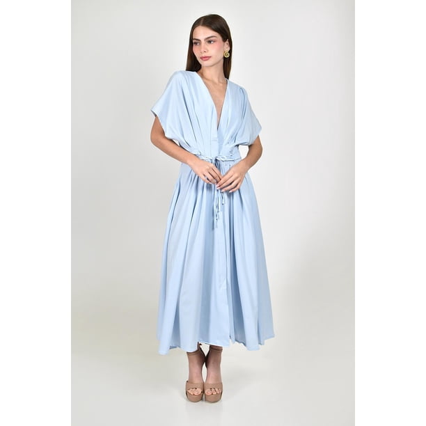 Vestido midi escote en V Roman Fashion /Juvenil, 140 (Azul cielo) azul cielo G