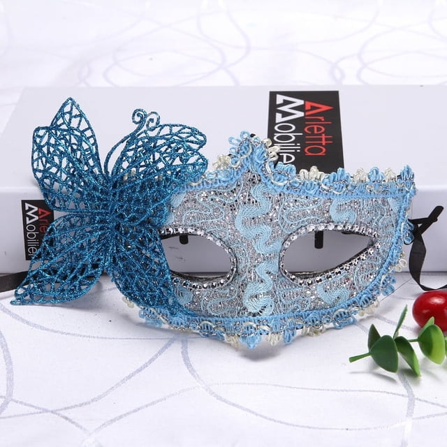 Máscara de mascarada de Venecia con patrón de dragón, tela de cuero con borde envolvente y máscara de princesa femenina con mariposa, accesorios de actuación