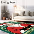 thumbnail image 2 of ODIKA 6'x9' Machine Washable Non-Slip Area Rug, Festive Santa Claus Portrait Christmas Holiday Decorative High Traffic Rug with Pad, Green, 505524, 2 of 8