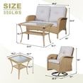 thumbnail image 7 of PARKWELL 5Pcs Outdoor Patio Conversation  Set,All-Weather Wicker Furniture with Swivel Gliders,Beige, 7 of 7