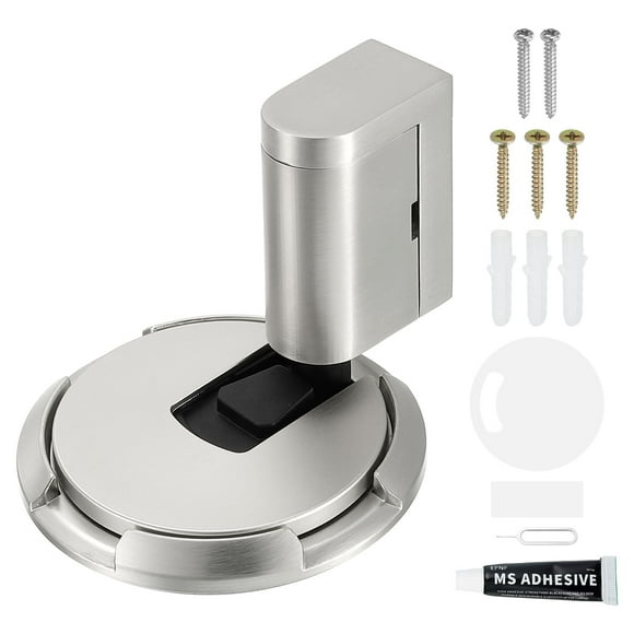 2Pcs Magnetic Door Stopper, Silent Magnetic Floor Door Stop with Adhesive, Brushed