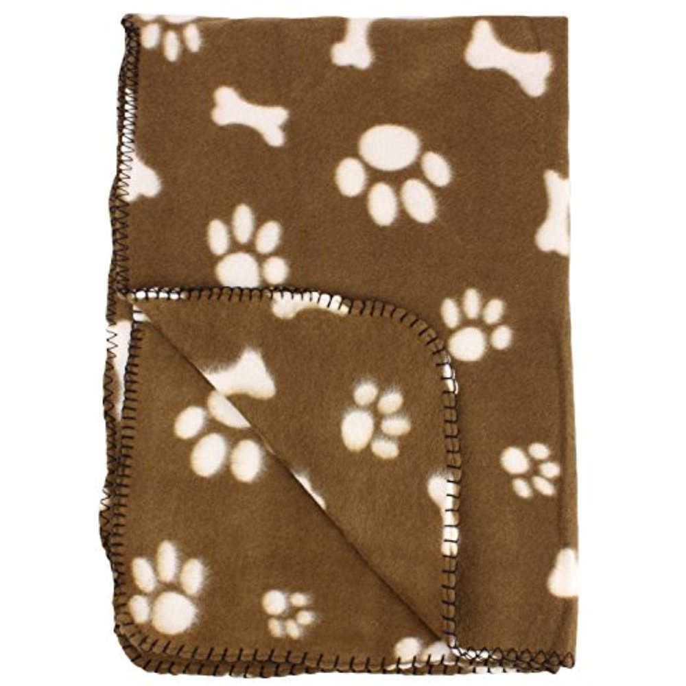 30x21 Inch Dog / Cat Fleece Blanket Bone and Paw Print Assorted Color