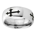 thumbnail image 2 of Tungsten Christian Cross Religious 8mm Mirror Gray Polished Dome Men Ring, 2 of 2