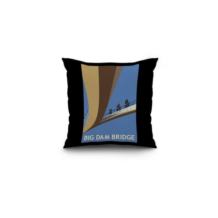 Little Rock, Arkansas - Big Dam Bridge - Lantern Press Artwork (16x16 Spun Polyester Pillow, Black Border)