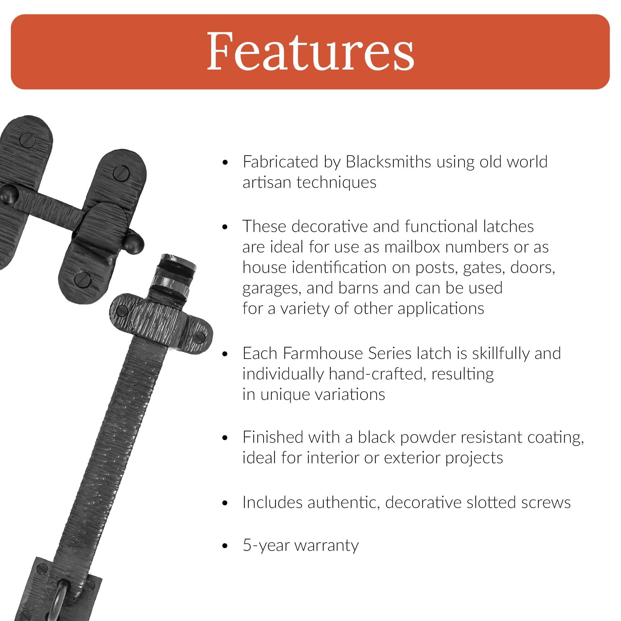 2 Pack 3.5 inch Decorative Bar Flip Latch- Black - Small Latch - Gate Hardware Wrought Iron Decorative Hardware Hook Latch Attic Door Latch - The Farmhouse Series by Borderland Rustic Hardware