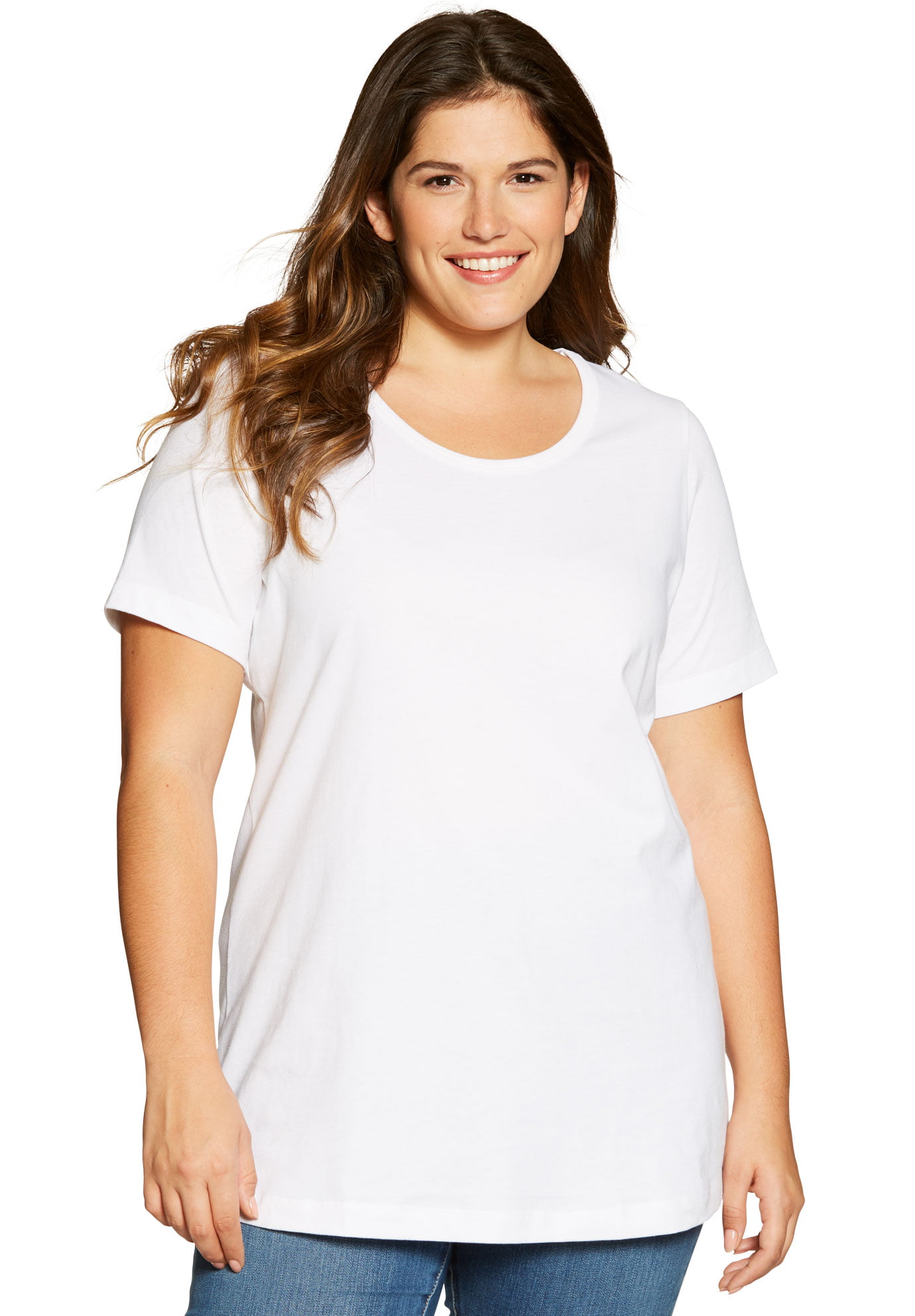 Woman Within - Woman Within Plus Size Perfect Scoop Neck Tee T-Shirt ...