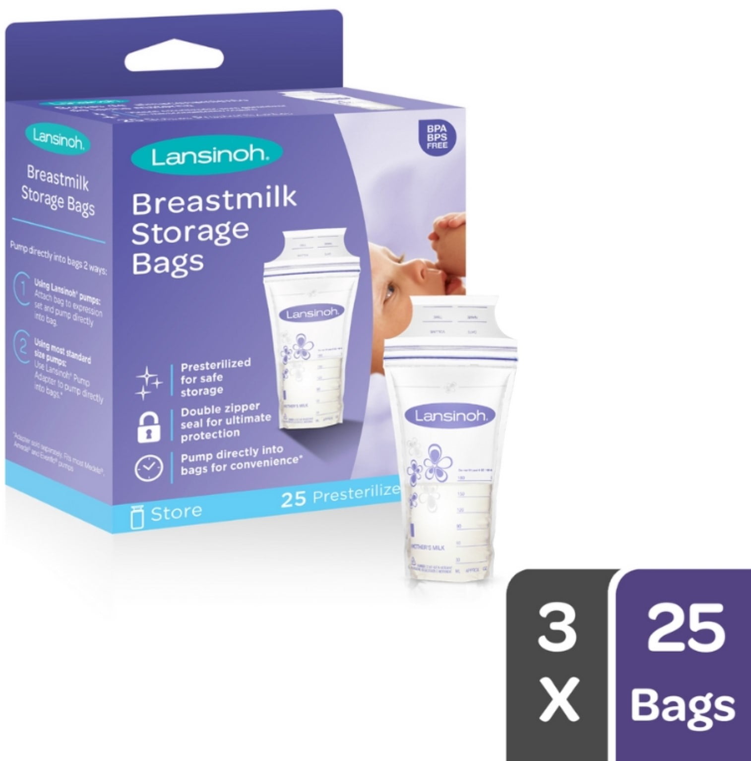 6 pk Lansinoh Breastmilk Storage Bags 25 ct