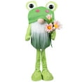 thumbnail image 2 of Standing Spring Gnome with Glittered Frog Hat - 14.5" - Green and White, 2 of 6