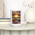 thumbnail image 3 of 15 fl oz Ceramic Mug, Kauai, Woodies on the Beach with Rooster, Dishwasher & Microwave Safe, 3 of 5