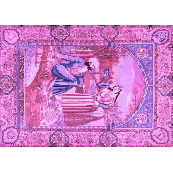 Ahgly Company Indoor Rectangle Persian Purple Traditional Area Rugs, 2' x 4'