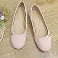 thumbnail image 4 of Miluxas Women's Suede Ballet Flats, Elegant Round Toe Slip-On Shoes with Gold Emblem, Stylish Comfort Flats for Work & Casual Occasions Pink 9.5(43), 4 of 8