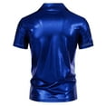 thumbnail image 4 of YYDGH Men's Short Sleeve Collared Metallic Shirts Lapel V-Neck Reflective Sequin Shiny Disco Tops, 4 of 9