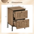 thumbnail image 3 of Gymax 2 Pcs - Table de Nuit avec 2 Tiroirs de Rangement Tissés Pieds de Support en Métal Chambre Chêne Rustique, 3 of 10