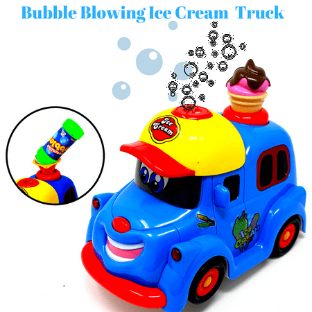 Bubble Blowing Ice Cream Truck Toy for kids toddlers Battery Operated Toy Ice Cream Truck Car w/ Lights & Sound Music-Comes with