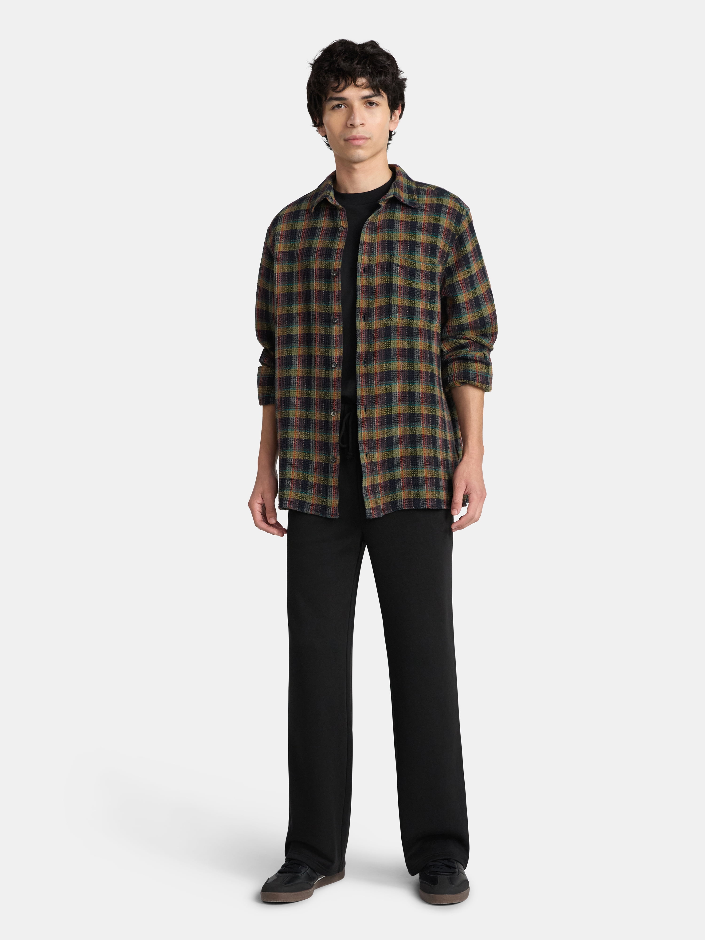No Boundaries Men's & Big Men's Long Sleeve Textured Shirt , Sizes XS-5XL