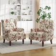 thumbnail image 6 of UIXE Wingback Accent Chair Nailhead Trim Floral Pattern Arm Chair for Living Room, Beige, 6 of 6