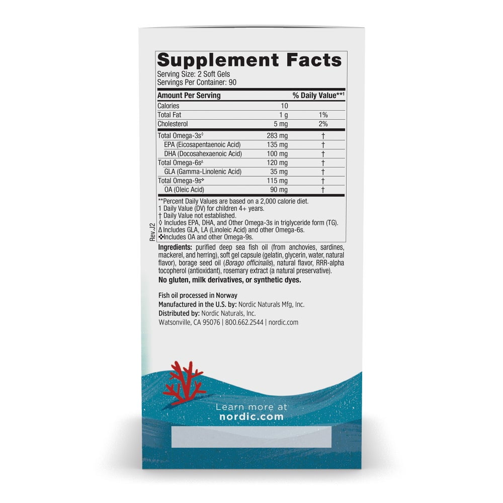 Nordic Naturals Complete Omega Junior Softgels, 518 Mg Omegas 3-6-9, 180 Ct