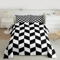 thumbnail image 2 of jejeloiu Classic Grid Full Size Comforter Sets,Minimalism Geometric Rhombus Bedding Comforter Set,Black White Checkered Bedding Sets For Girls Boys,Super Cozy Room Decor Reversible,3 Pieces, 2 of 8