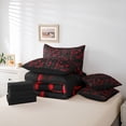 thumbnail image 6 of meiyoeat Red Checkered Grid 7-Piece Twin Bedding For Boys,3D Modern Abstract Geometric Bedding Comforter Set For Kids,Black Reversible, 6 of 7