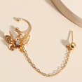 thumbnail image 2 of Grandest Birch（two for one）1Pc Butterflies Rhinestone Alloy Chain Tassel Piercing Ear Clip Earring for Outdoor-Golden, 2 of 7
