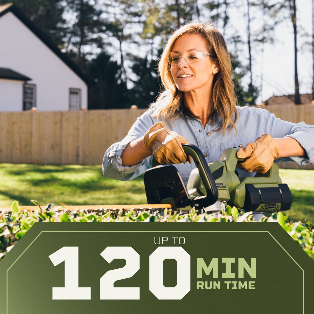 Green Machine 62V Cordless 25" Hedge Trimmer with 2.5 Ah Battery and Rapid Charger