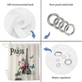 thumbnail image 5 of Paris Eiffel Tower Bathroom Shower Curtains with 12 Hooks Polyester Waterproof Shower Curtain for Stalls and Bathtubs Vintage Rose Floral Sculpture Butterfly Decorative Bathroom Curtain 72x96 Inches, 5 of 9