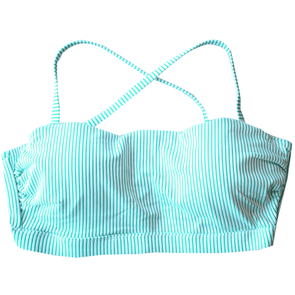 Women's Bathing Suit Top in Jade with Thin Vertical Lines, Stylish, Supportive Swimwear in Assorted Sizes, Comfortable Fit, Modern Design for Beach, Pool, Water Activities, 34D size