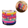 thumbnail image 1 of 10 Uds. Pulseras de surfista de vinilo de polímero de Color arcoíris, discos hechos a mano, pulsera Bohemia, joyería hecha a mano DIY, 1 of 5