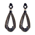 thumbnail image 2 of Pendientes para mujer, regalos para mujer, pendientes largos vintage de aguja con forma de gota de agua y diamantes, delicados pendientes de diamantes de imitación azules, pendientes dorados., 2 of 5