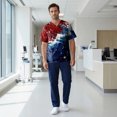 thumbnail image 4 of 250 Anniversary Usa Scrub Shirts Men Short Sleeve V-Neck Patriotic Printed Daily Celebration Shirts Comfy Summer Casual Tees with Pockets,3XL,#01 Dark Blue, 4 of 6