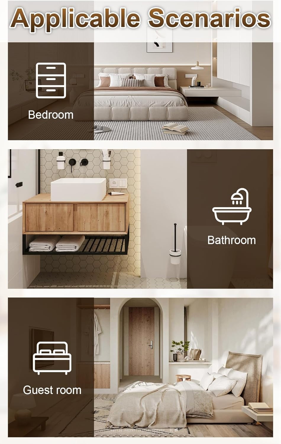 Bedroom Door Knobs Interior, Privacy Keyless Door Handles for Bedroom or Bathroom, 1 Pack Square Panel Door Knob in Satin Nickel Finish