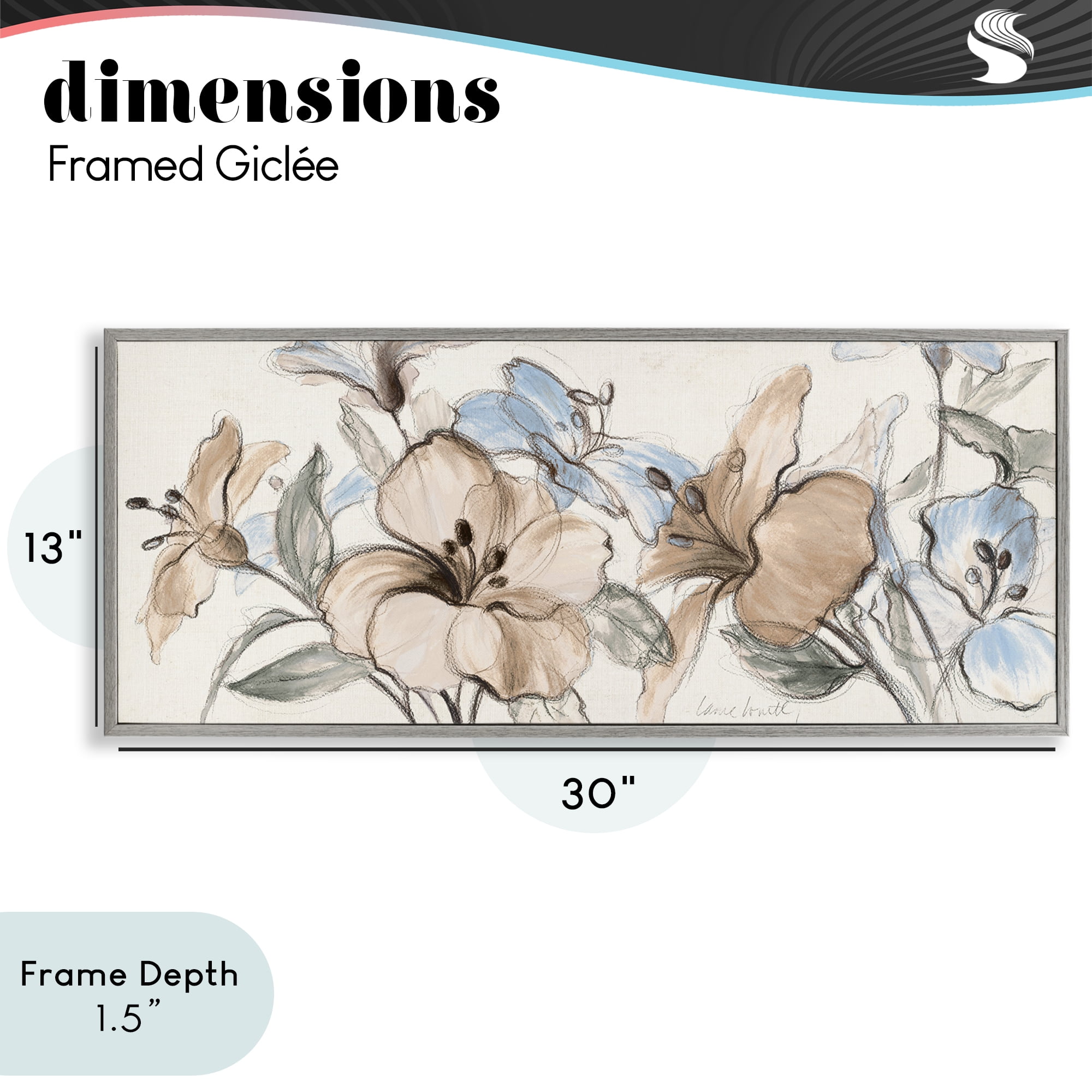 Stupell Industries Whispering Florals Neutral Gray Framed Giclee Art, design by Lanie Loreth