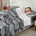 thumbnail image 4 of Castle Fairy Abstract Rock Slate Texture King Sheets 4pcs,Geometric Stacked Stone Block Bedding,Charcoal Gray,1 Flat Sheet, 1 Fitted Sheet and 2 Pillowcases, 4 of 7