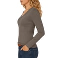 thumbnail image 4 of Utoimkio Women's V Neck Long Sleeve Undershirts Slim Fitted Stretchy Casual Basic Tee for Daily Wear Size XS-XL, 4 of 8