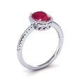 thumbnail image 2 of SuperJeweler 1 1/2 Carat Oval Shape Created Ruby and Halo Diamond Ring In Sterling Silver For Women, 2 of 6