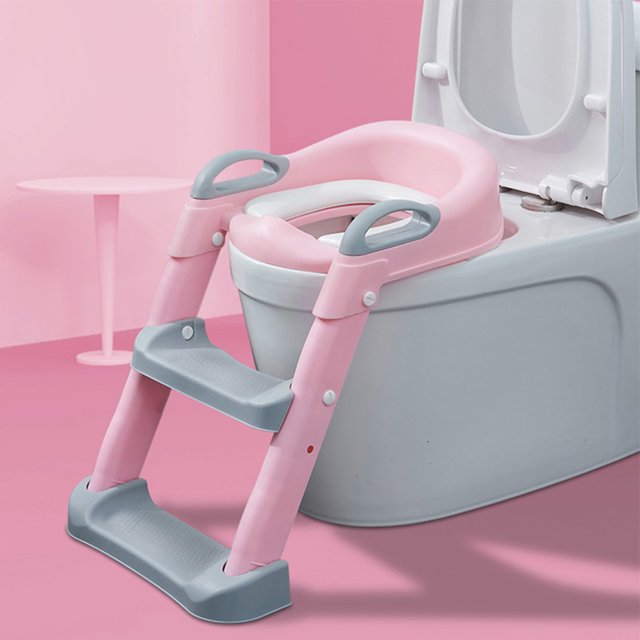 Asiento De Inodoro Para Aprender A Ir Al Baño con escalón, taburete, manijas de escalera, orinal para niños, asiento con cojín suave para niños y niñas