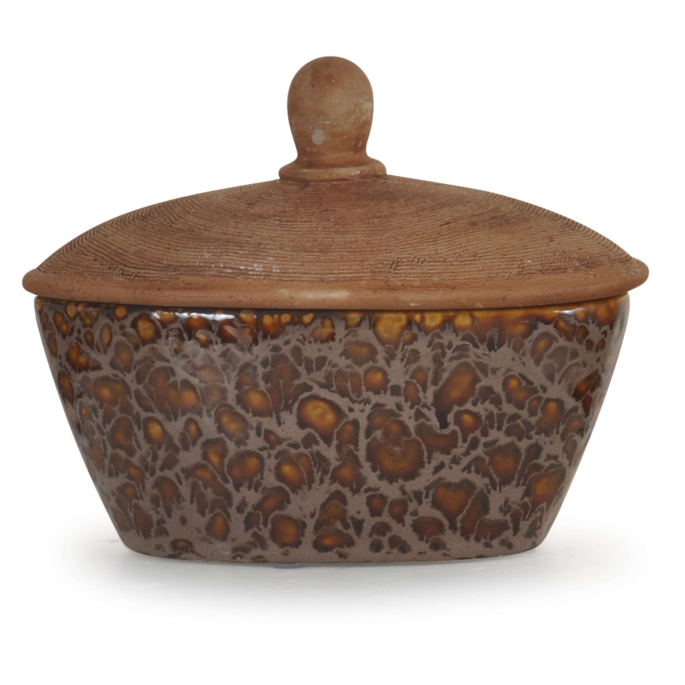 Pepperfield Textured Ceramic Box with Lid Oxide Brown Finish