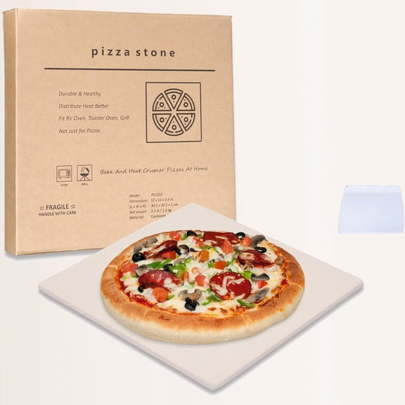 Pizza Stone Square Baking Stone | Premium Cordierite Pizza Grilling Stone for Grill Oven | Bake Homemade Golden Crispy Crust Pizza
