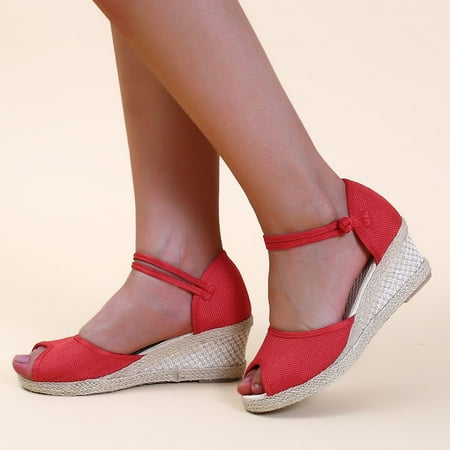 

HIBRO Fashion Women s Casual Shoes Breathable Slip-on Outdoor Leisure Wedges Sandals