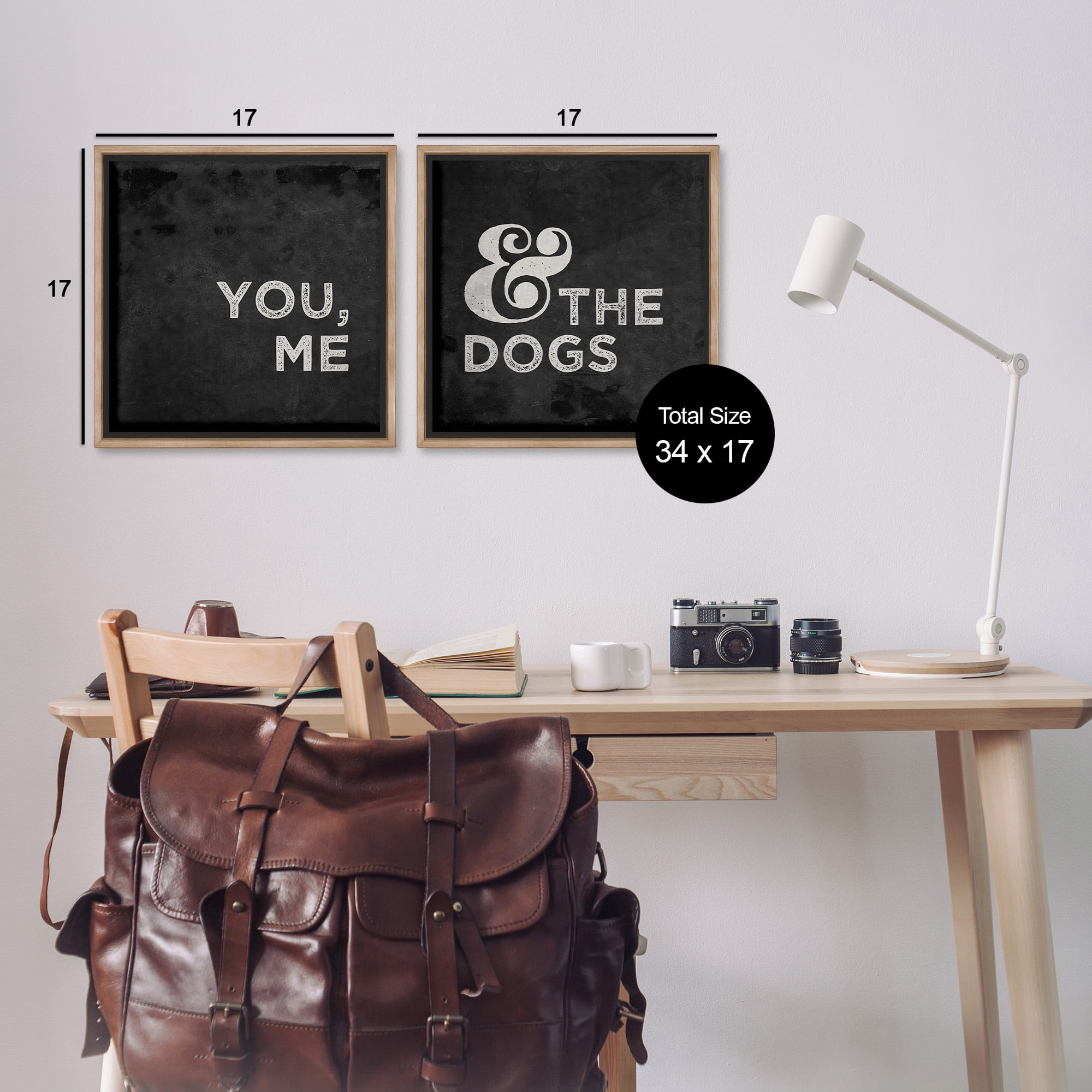 Stupell Industries You Me and the Dogs Family Pet Animals & Insects Painting Brown Floater Framed Canvas Art Print Wall Art, 18 x 18, Set of 2