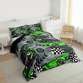 thumbnail image 3 of Manfei Green Dirt Bike Bedding Comforter Set 2pcs, Motocross Game Twin Comforter Sets, Racing Car Bedding Set, Lightweight Room Decor, 3 of 8