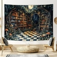 thumbnail image 3 of Fantasy Fairy Forest Tapestry Aesthetic, Witchy Mushroom Moon Vintage Library Nature Tapestry Wall Hanging for Bedroom, Dark Retro Magical Bookshelf Tapestries Poster Dorm Home Decor 60X40Inches, 3 of 5