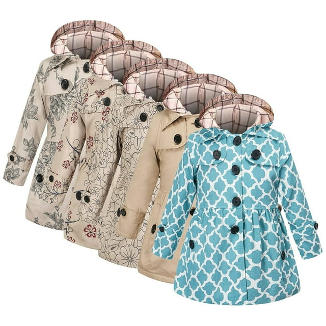 Manteaux Trench de Printemps et d'Automne pour Tout-Petits et Filles, Mode, Coupe-Vent Épaissi, Manteaux pour Enfants Imprimés à Capuche, Veste Coupe-Vent, Vêtements d'Extérieur 2-12 Ans