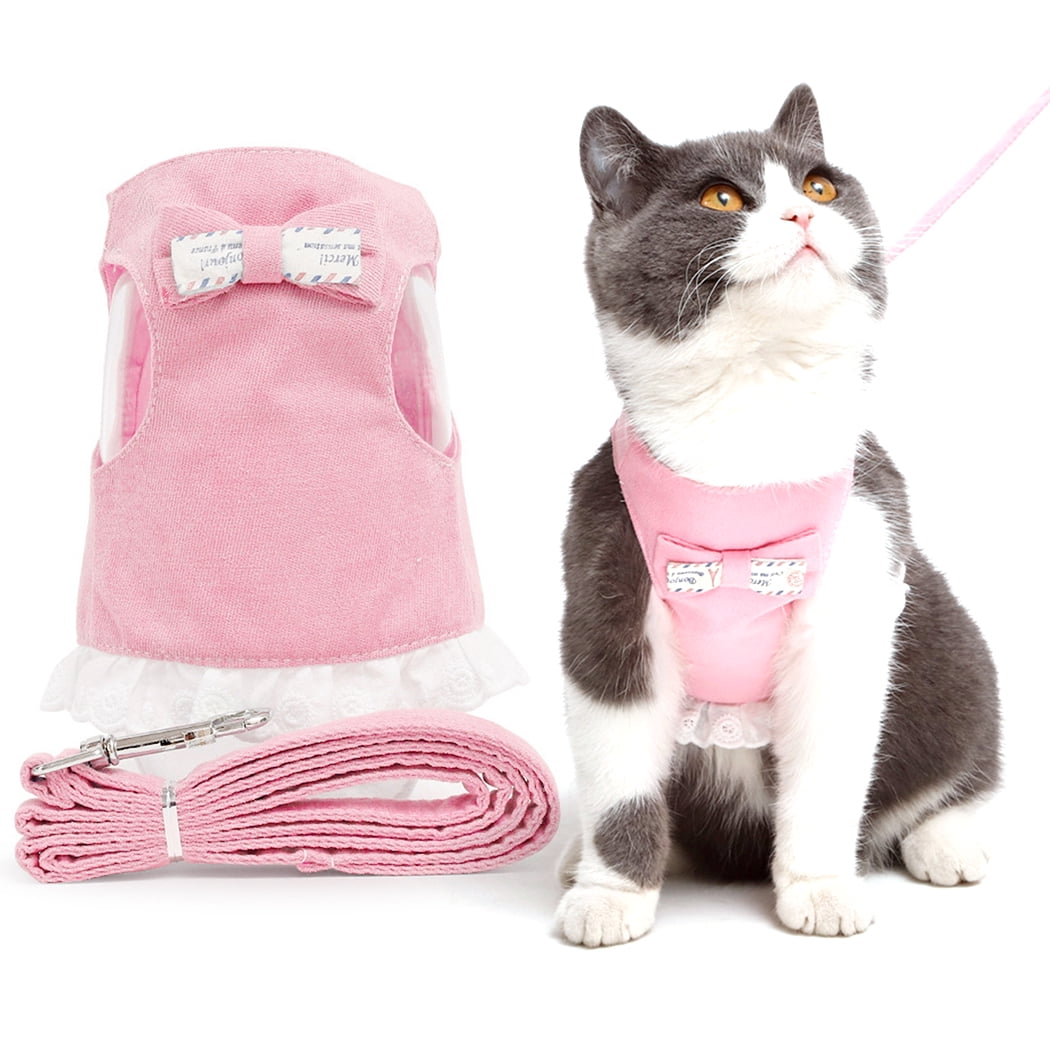 Pet Harness Leash Set,Cute Lovely Bowknot Outdoor Cat ...