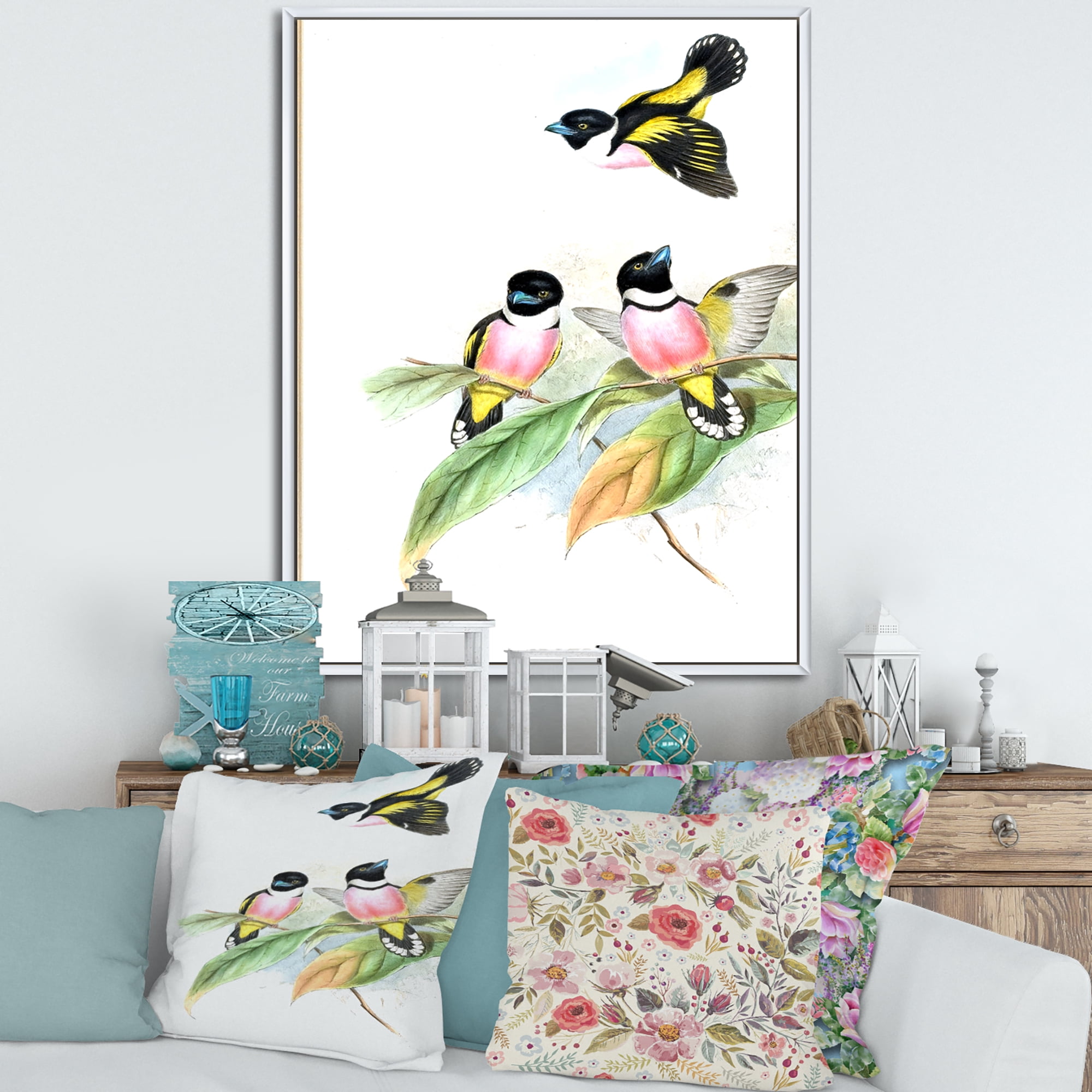 Designart 'Ancient Birds III' Traditional Framed Canvas Wall Art Print