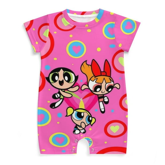The Powerpuff Girls Baby Romper Short Sleeve Bodysuits Soft Rompers Summer Clothes One-Piece Jumpsuits Outfits 0-3M