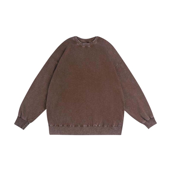 Chiccall Mens Washed Sweatshirts Plus Size Loose Fit Long Sleeve Shirts Casual Vintage Crew Neck Pullover