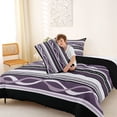 thumbnail image 4 of jejeloiu Mystic Striped Full Size Comforter Sets,Dark Print Bedding Comforter Set For Boys,Purple Black,Black Reversible,3 Pieces,1 Comforter and 2 Pillowcases, 4 of 7